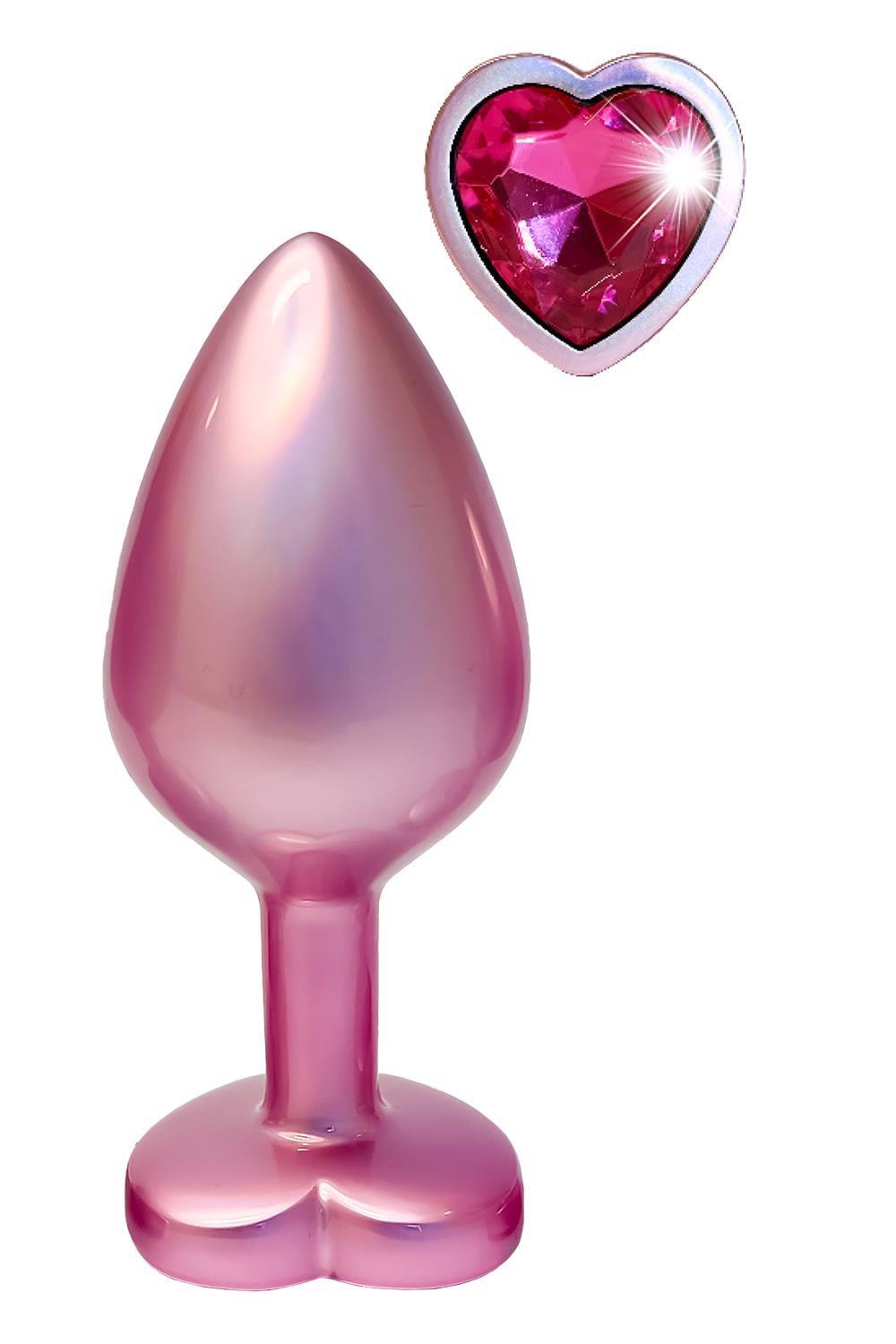 Plug anal din aluminiu Gleaming Love, roz perlat, mediu