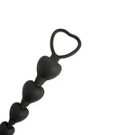 Mărgele anale Fantasy cu inimioare din silicon, negre, 18 cm