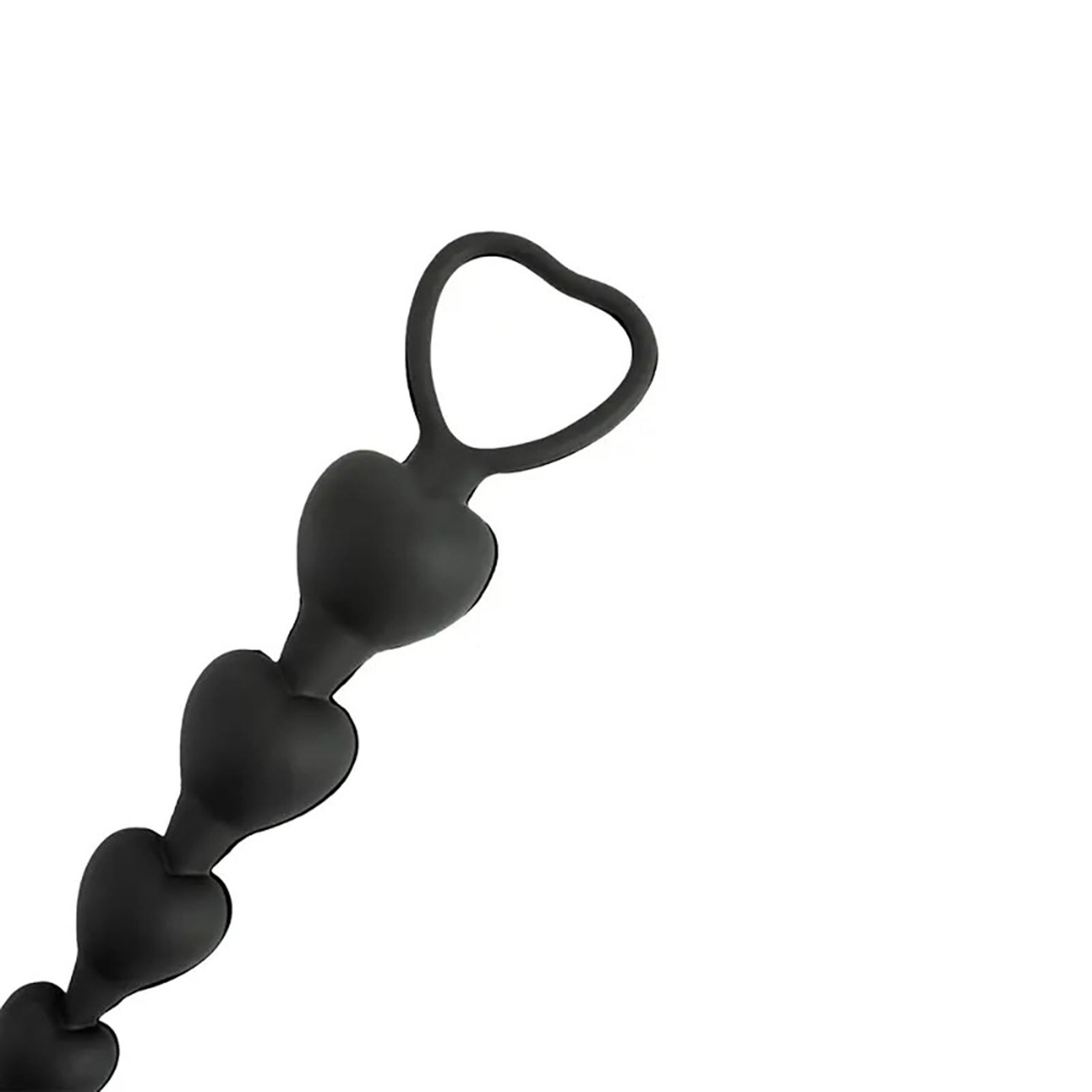 Mărgele anale Fantasy cu inimioare din silicon, negre, 18 cm