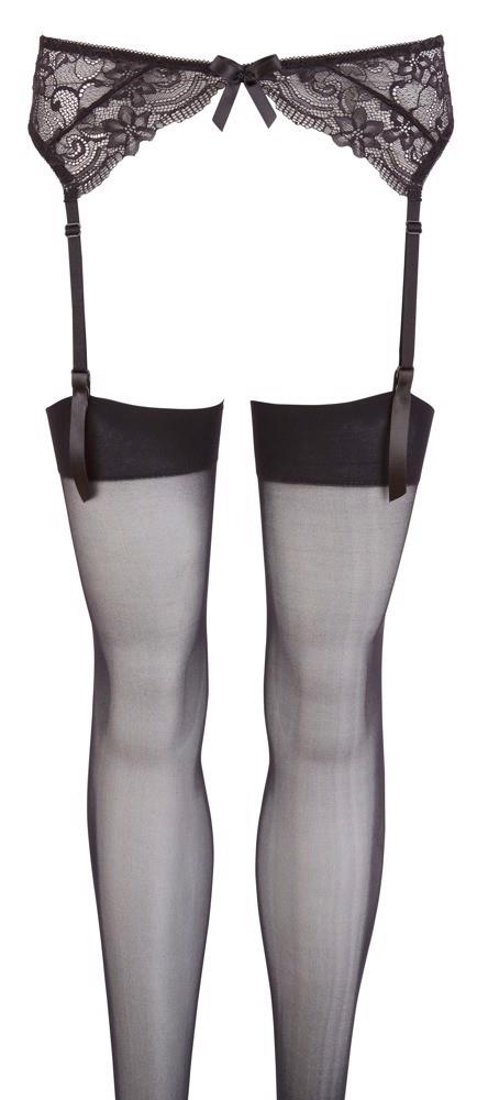 Portjartier din dantelă cu ciorapi NO:XQSE negru M/L