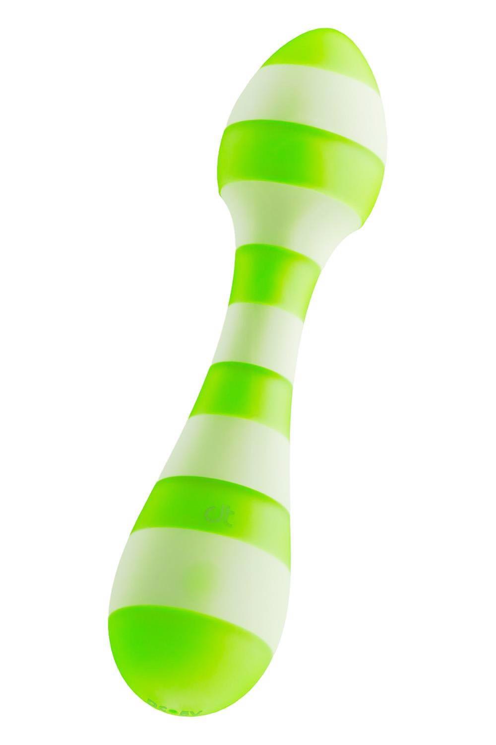 Vibrator cu baghetă Glitz Green Girl, verde, USB, 14,5 cm