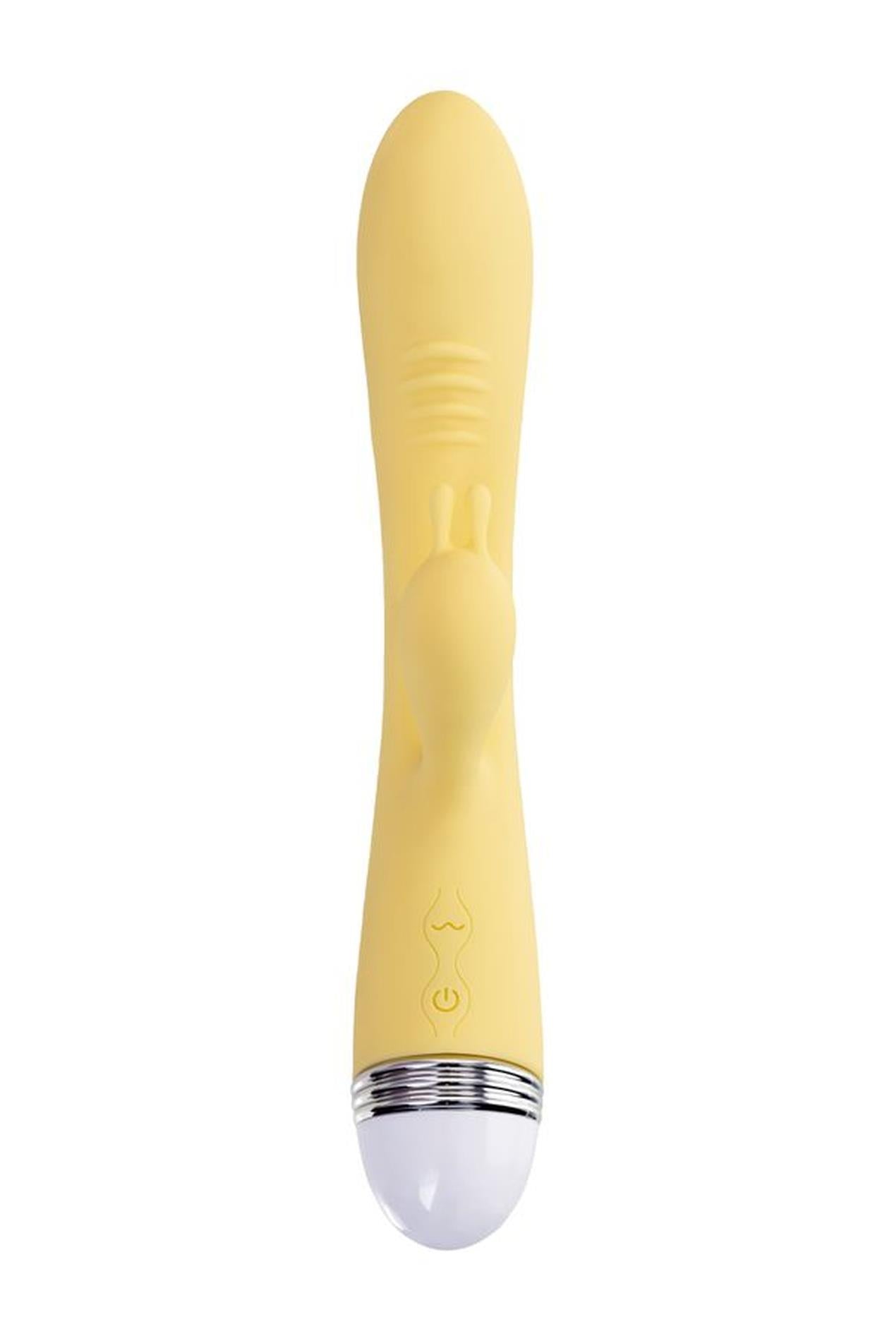 Vibrator iepure Flovetta Aster din silicon galben USB 22 cm