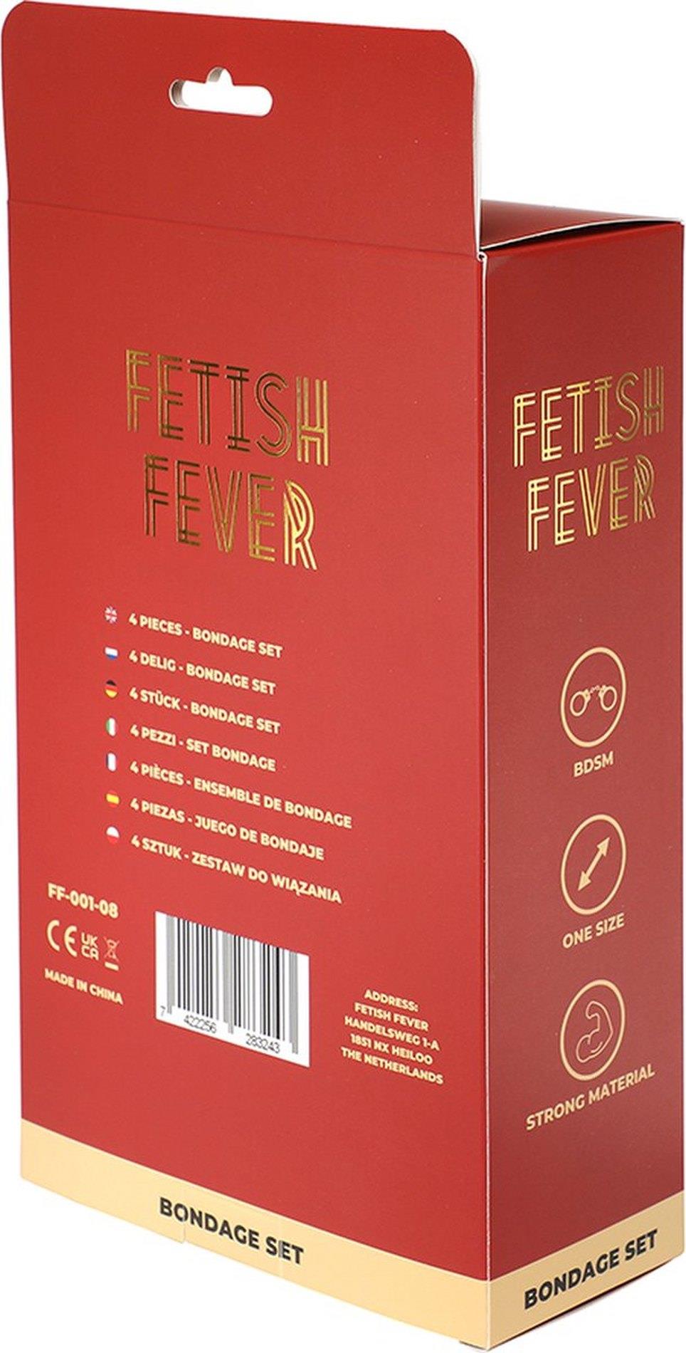Set de bondage Fetish Fever roșu, 4 piese