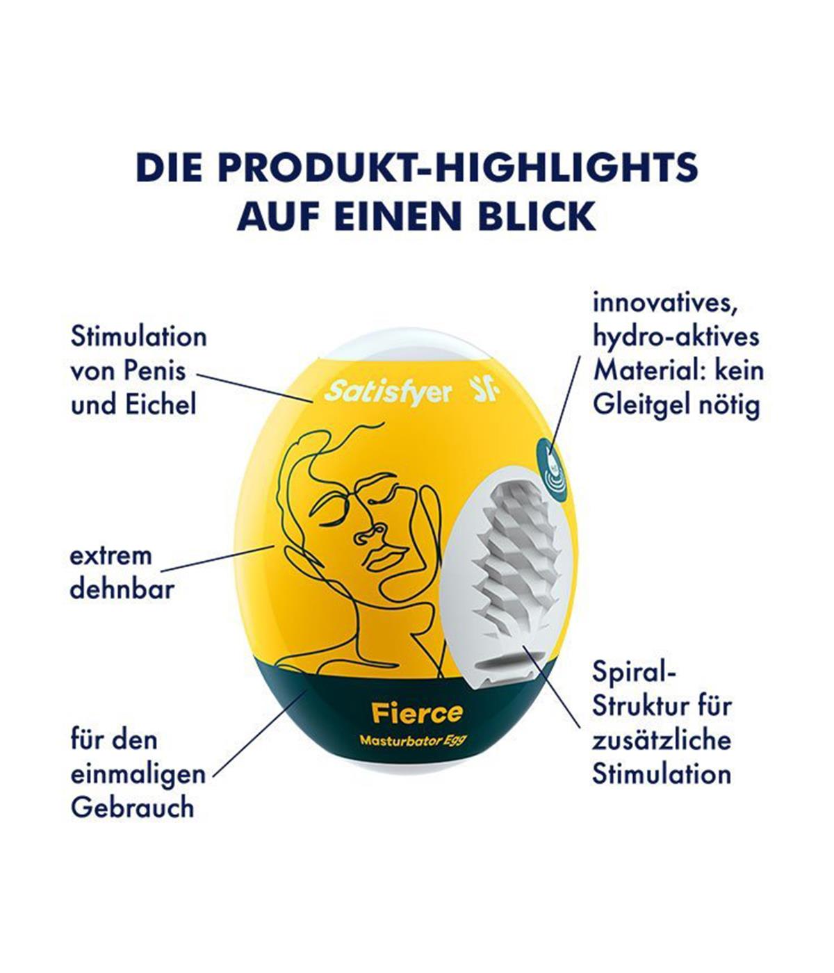 Masturbator Satisfyer EGGCITED cu ou hidroactiv, galben
