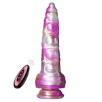 Vibrator din silicon Crystal Pulse cu telecomandă, încălzire, roz, 19 cm