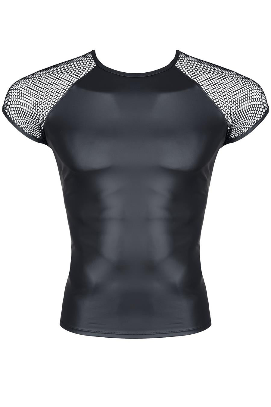 Tricou Regnes Fetish Planet pentru bărbați, aspect umed, plasă, negru, mărimea S