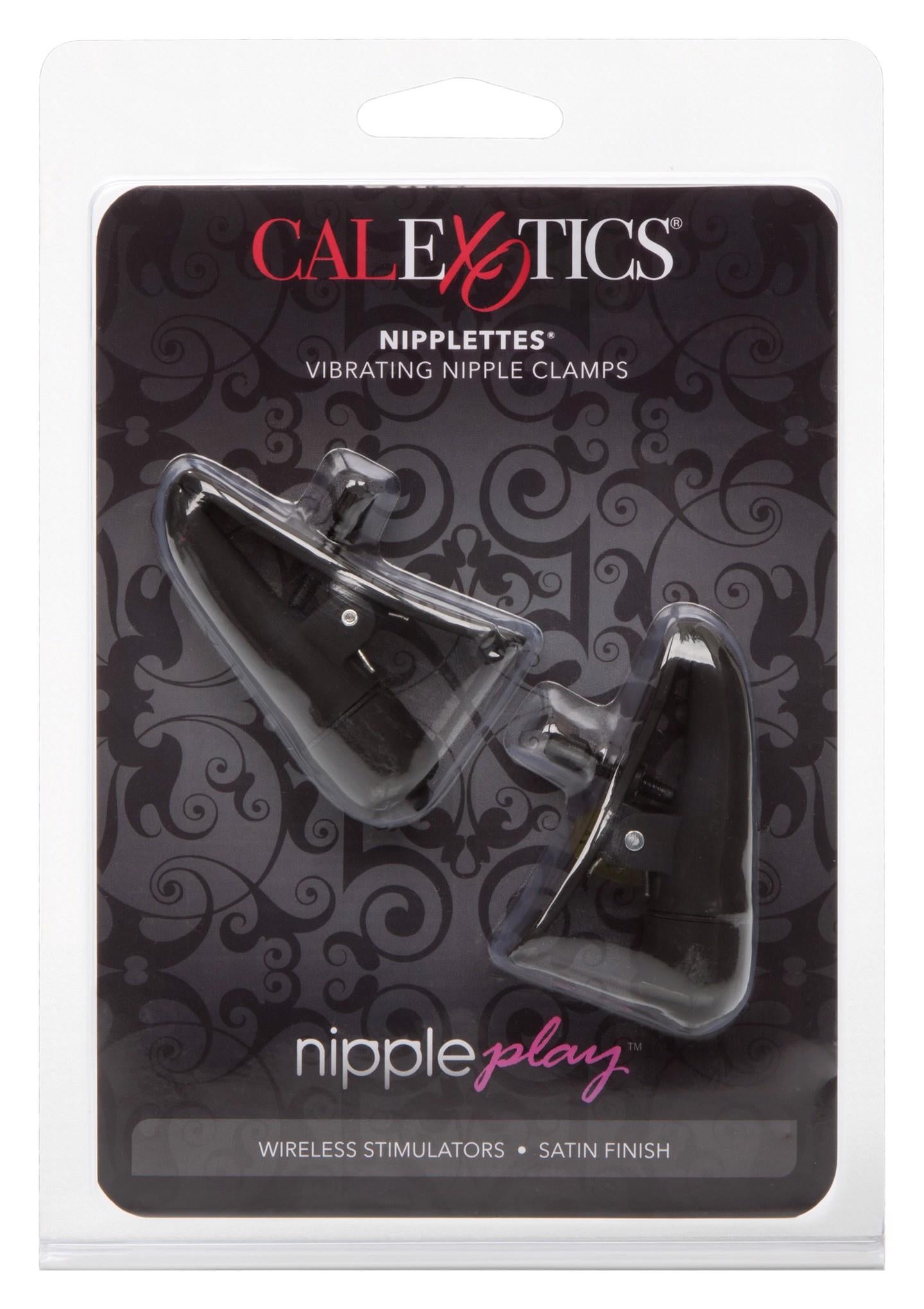 Cleme vibratoare pentru mameloane Calexotics Nipplettes, negre, 7 cm