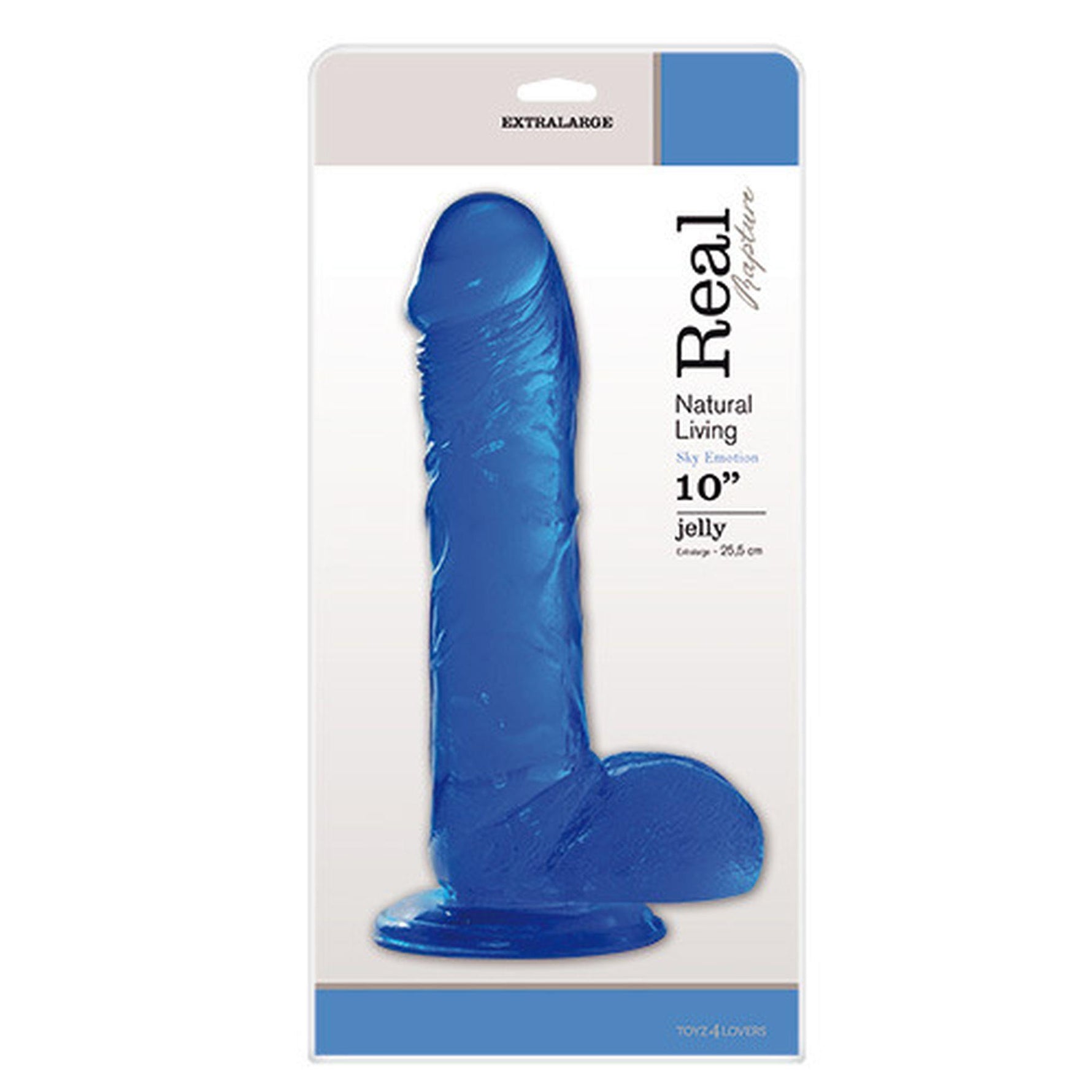 Dildo Real Rapture jelly albastru 25 cm cu ventuză