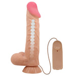 Vibrator realist Baile Sliding Skin de 9,4'', culoarea pielii, cu ventuză