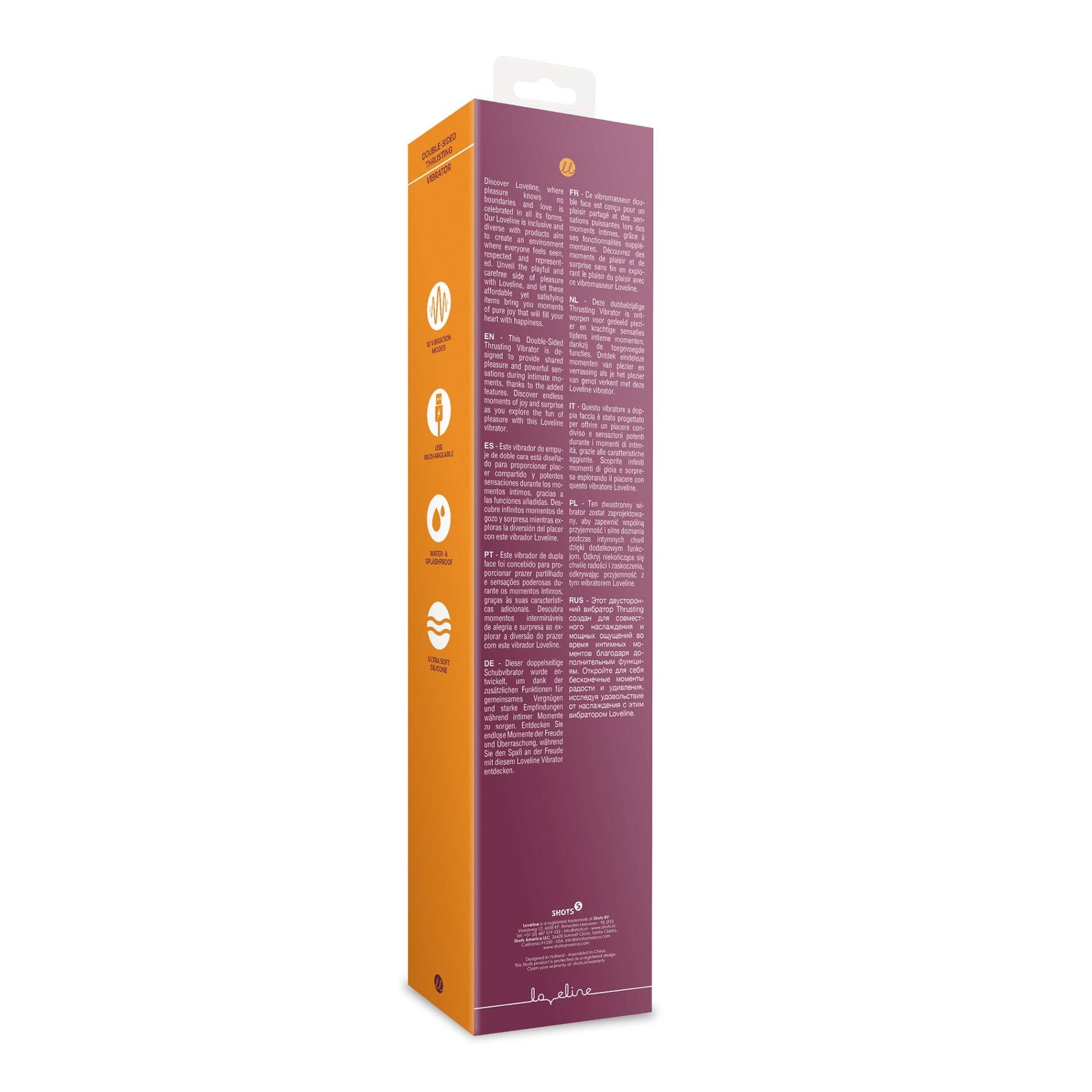 Vibrator Loveline cu 10 funcții, cu două fețe, tip Thrust