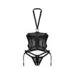 Corset Alliane cu tanga deschis Obsessive Negru 2XL/3XL
