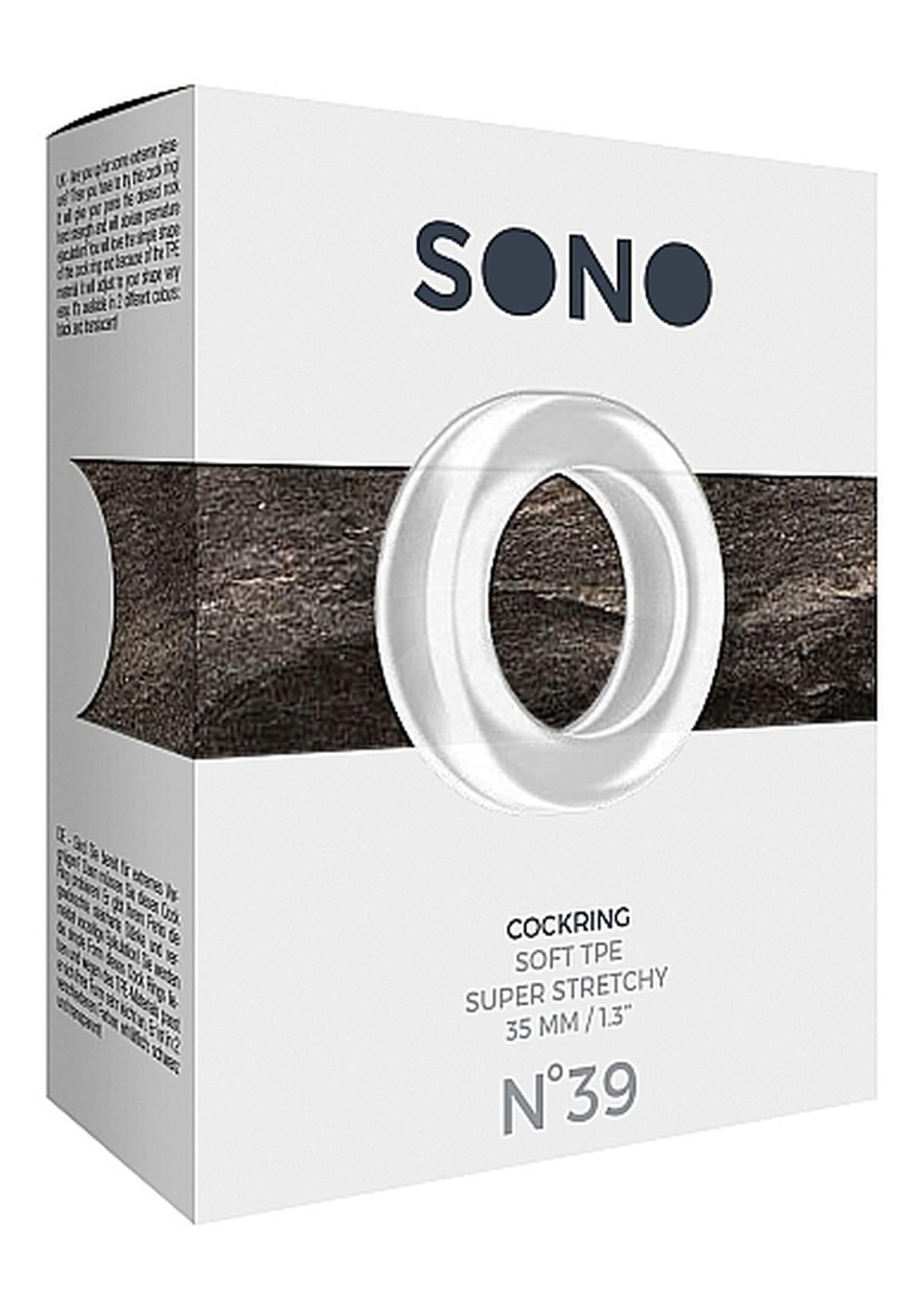 Inel pentru penis Sono No.39 TPE transparent 3,5 cm