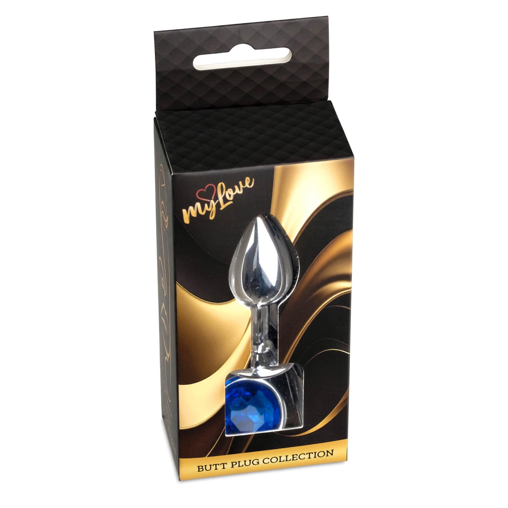 Bijuterii anale din oțel MyLove Toys albastru închis cu diamant 7 cm