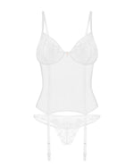 Corset și tanga Alissium Obsessive alb XS/S