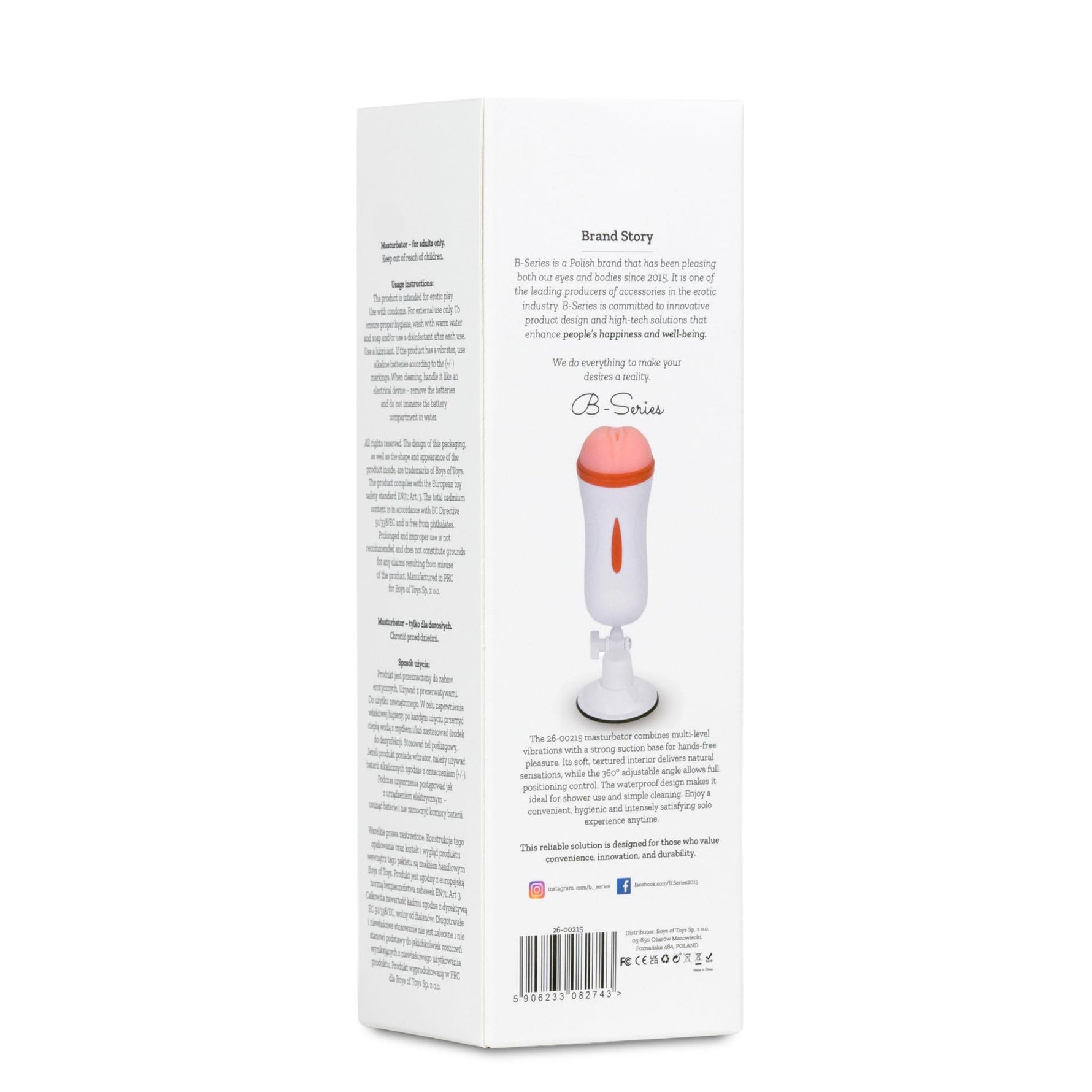 Masturbator masculin cu ventuză vibratoare impermeabilă Lyla din seria B