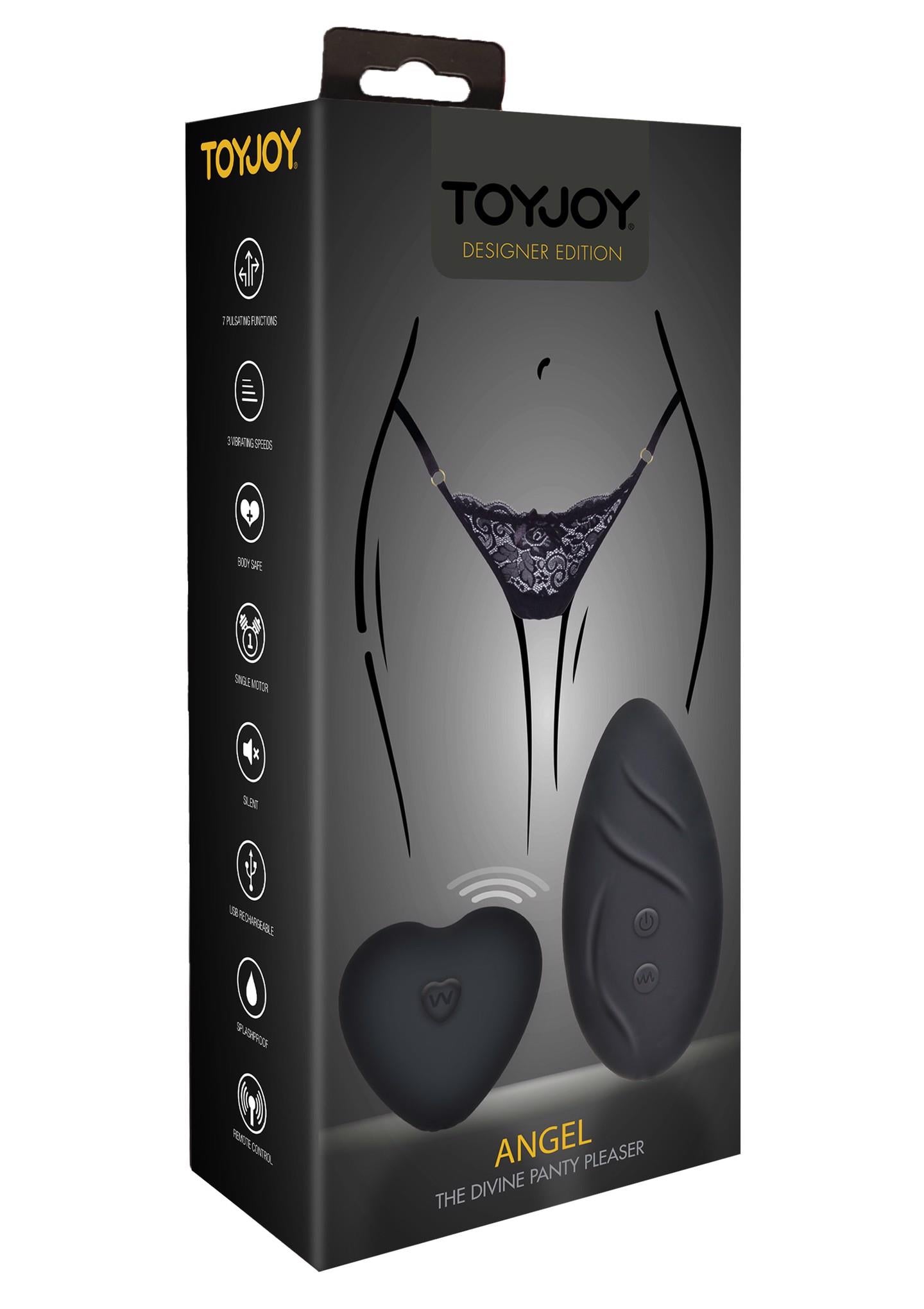 Stimulator de chiloți ToyJoy Angel, negru, cu telecomandă USB