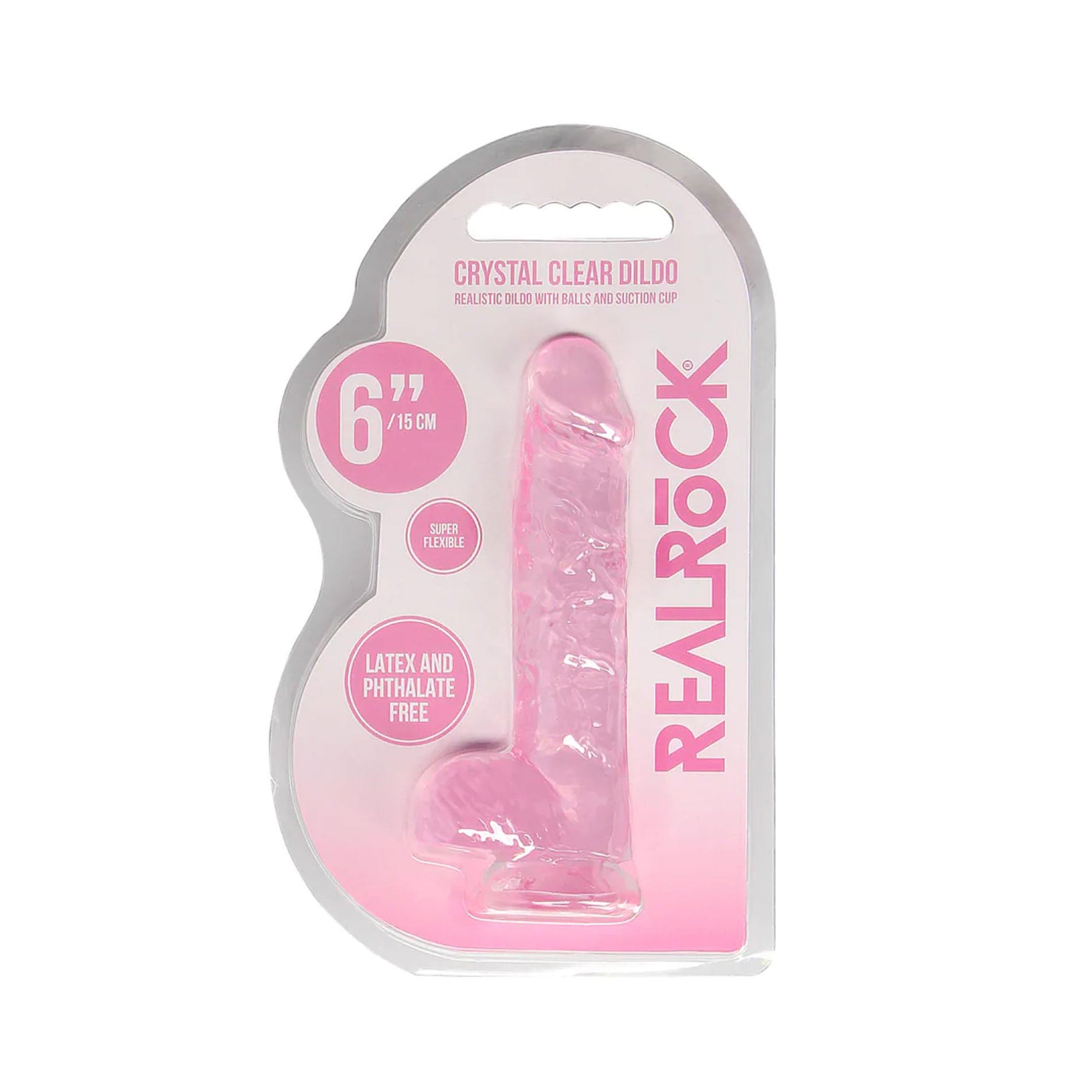 Dildo realist cu testicule RealRock Crystal Clear 17 cm