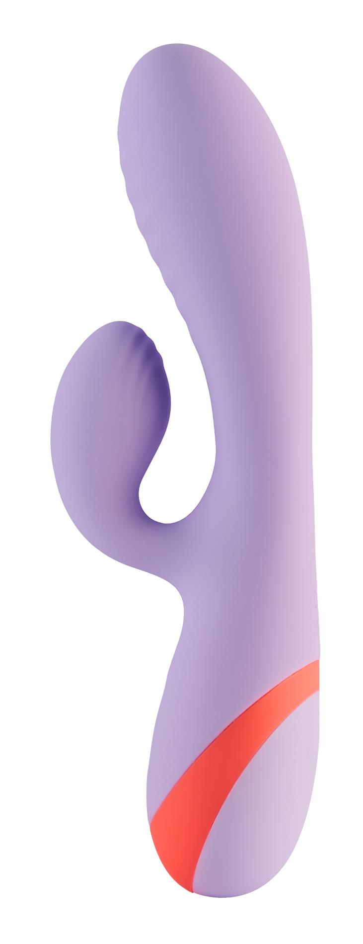 Vibrator USB Dream Toys Duo din silicon cu două tone, în formă de iepuraș, 19 cm