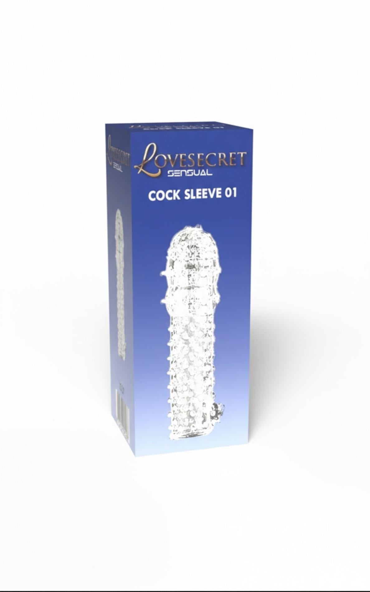Manșon transparent pentru penis Lovesecret LS37 cu proeminențe 12,5 cm