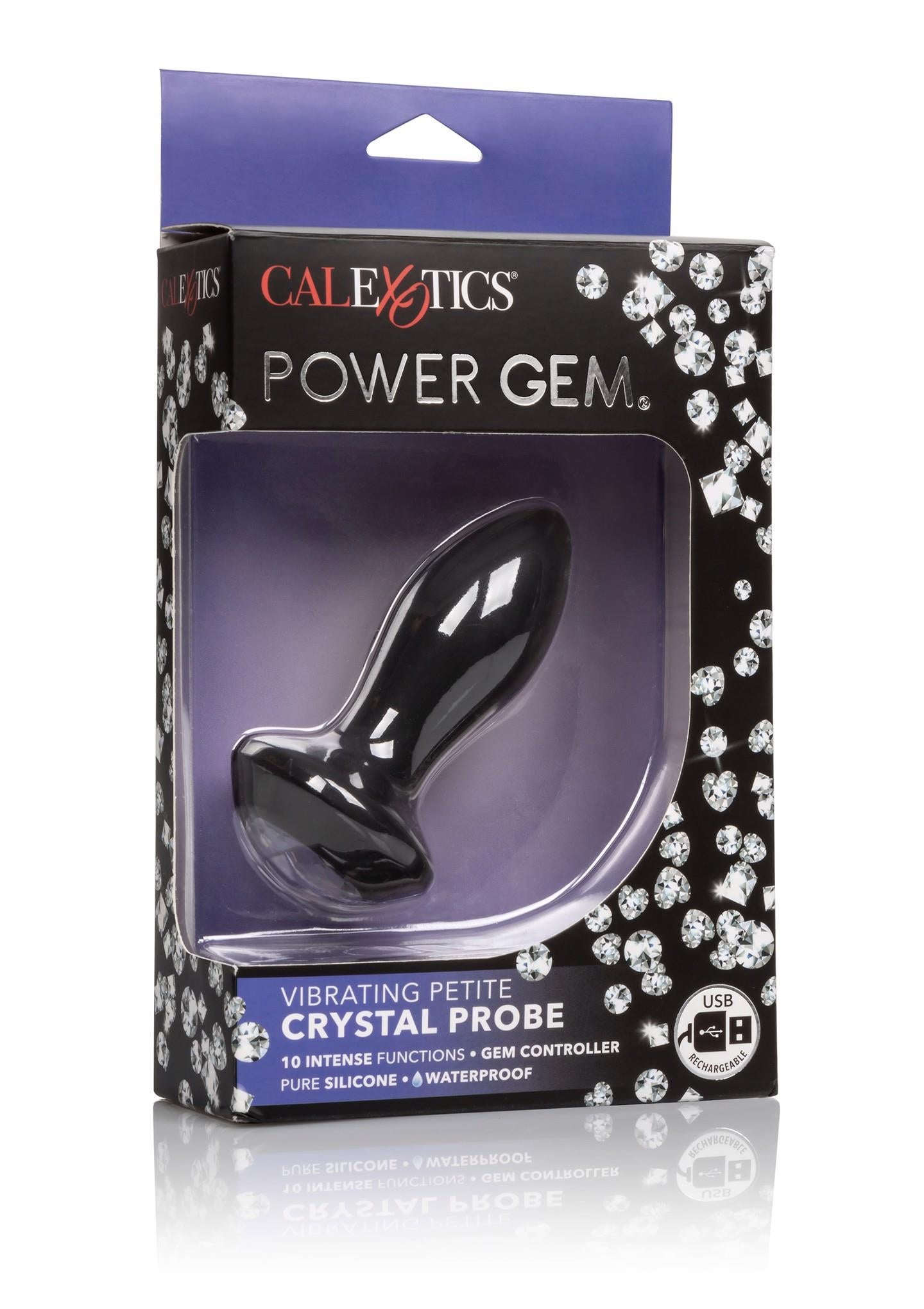 Dop anal vibrant Calexotics Petite Crystal Probe, negru, 9,5 cm