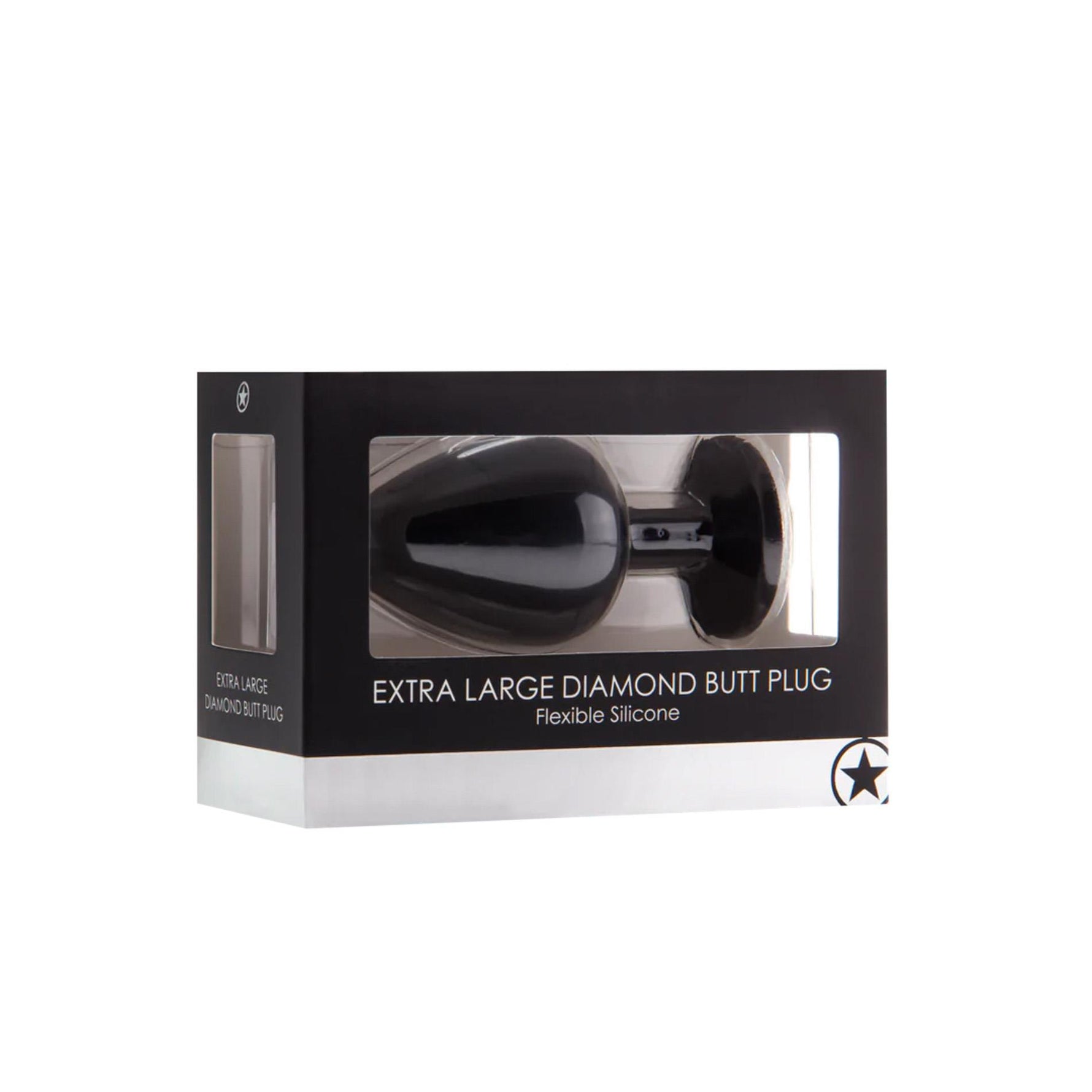 Au! Plug anal extra mare cu diamant, negru, 9,3 cm