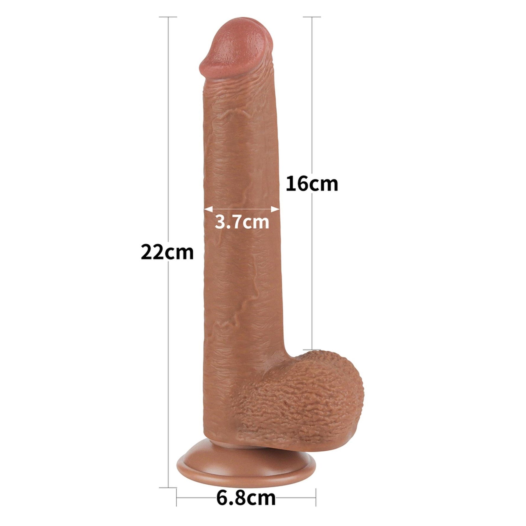 Dildo realist Lovetoy cu piele glisantă maro 23 cm