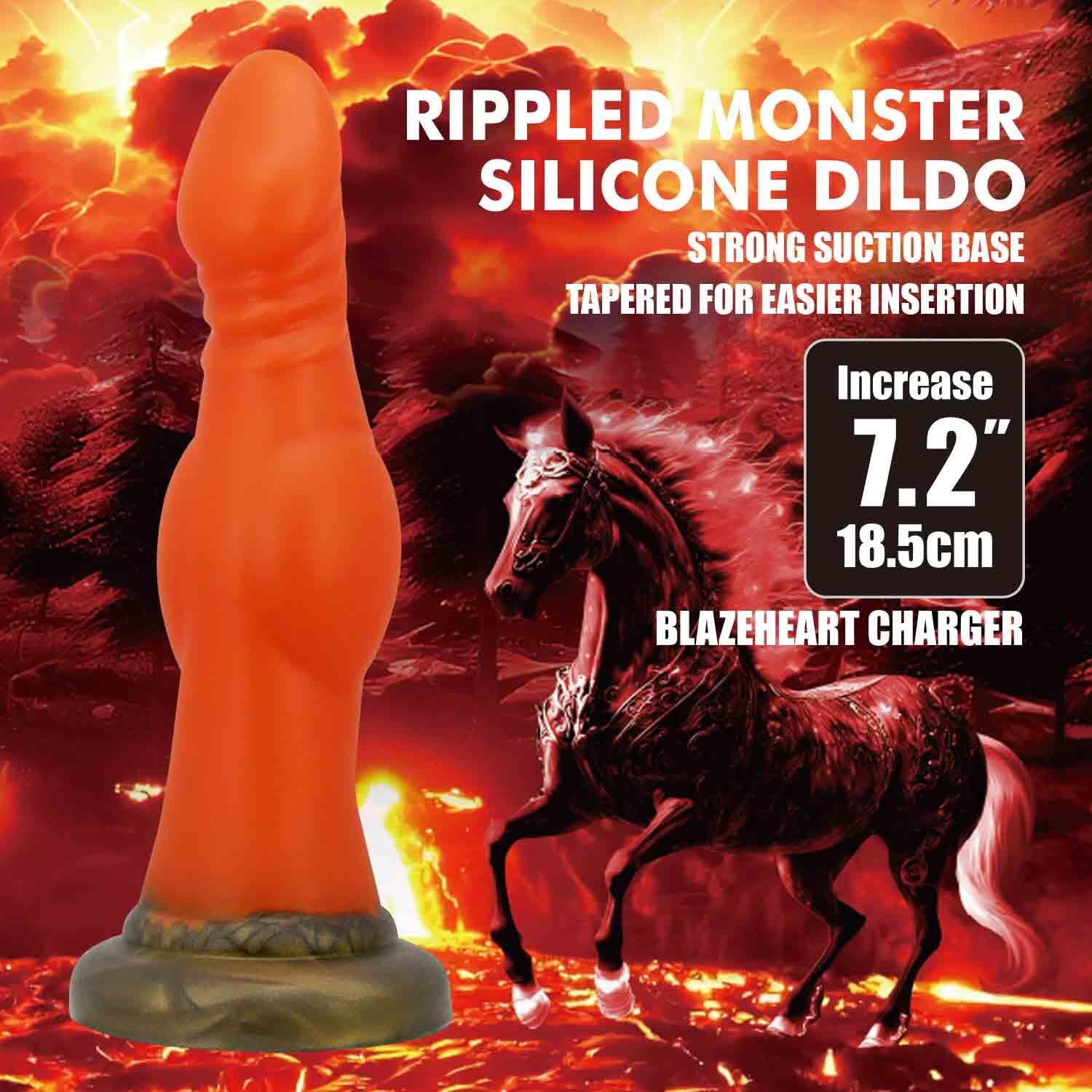 Dildo din silicon canelat Power Monsters 18,5 cm cu ventuză