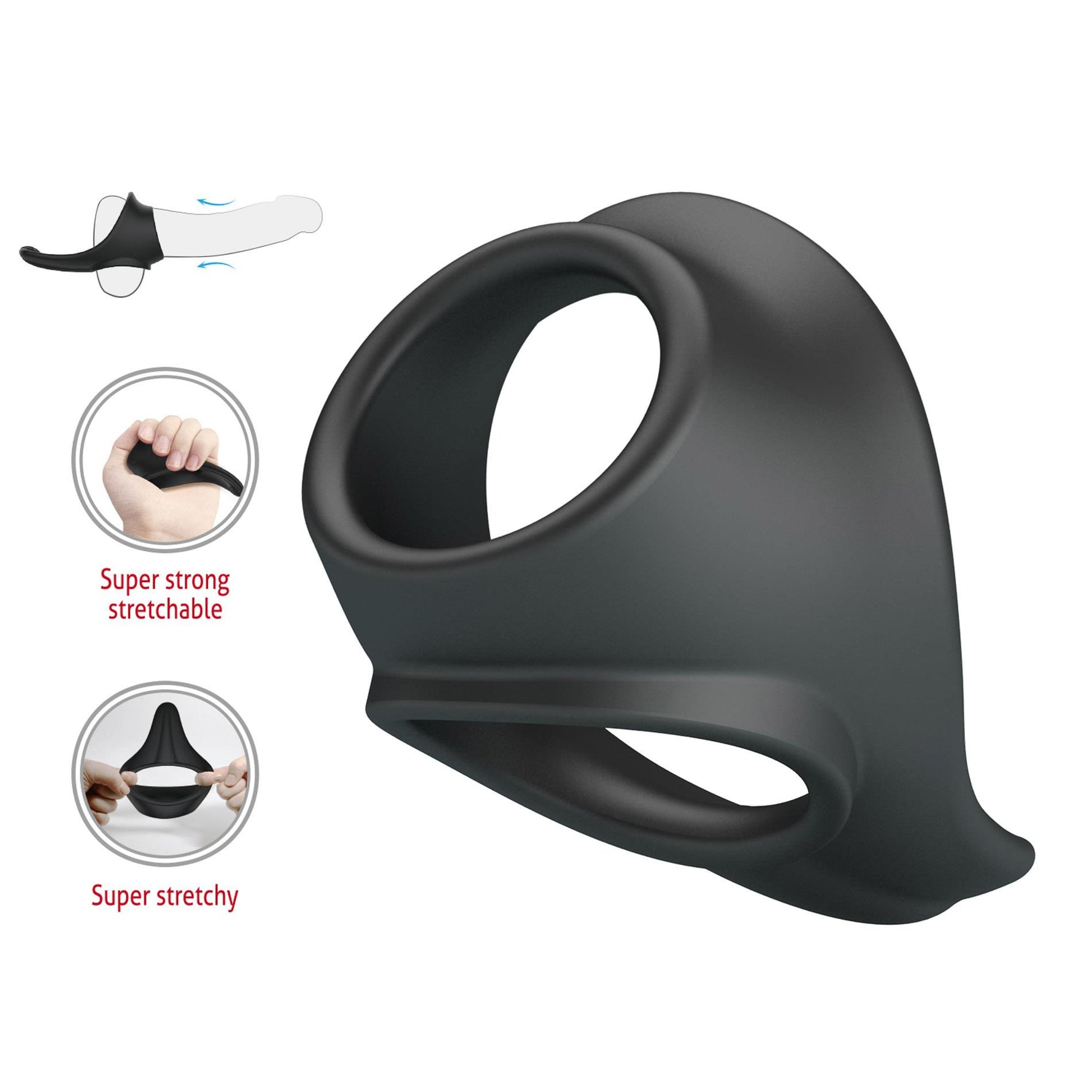 Inel de penis Crazy Bull Zadok din silicon cu întindere pentru testicule