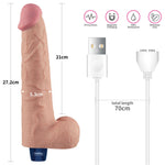 Dildo vibrant realist Lovetoy Softee TPE, culoarea pielii, USB, 26,5 cm