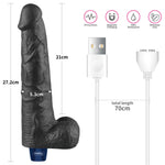 Dildo vibrant realist Lovetoy TPE negru 27cm reîncărcabil