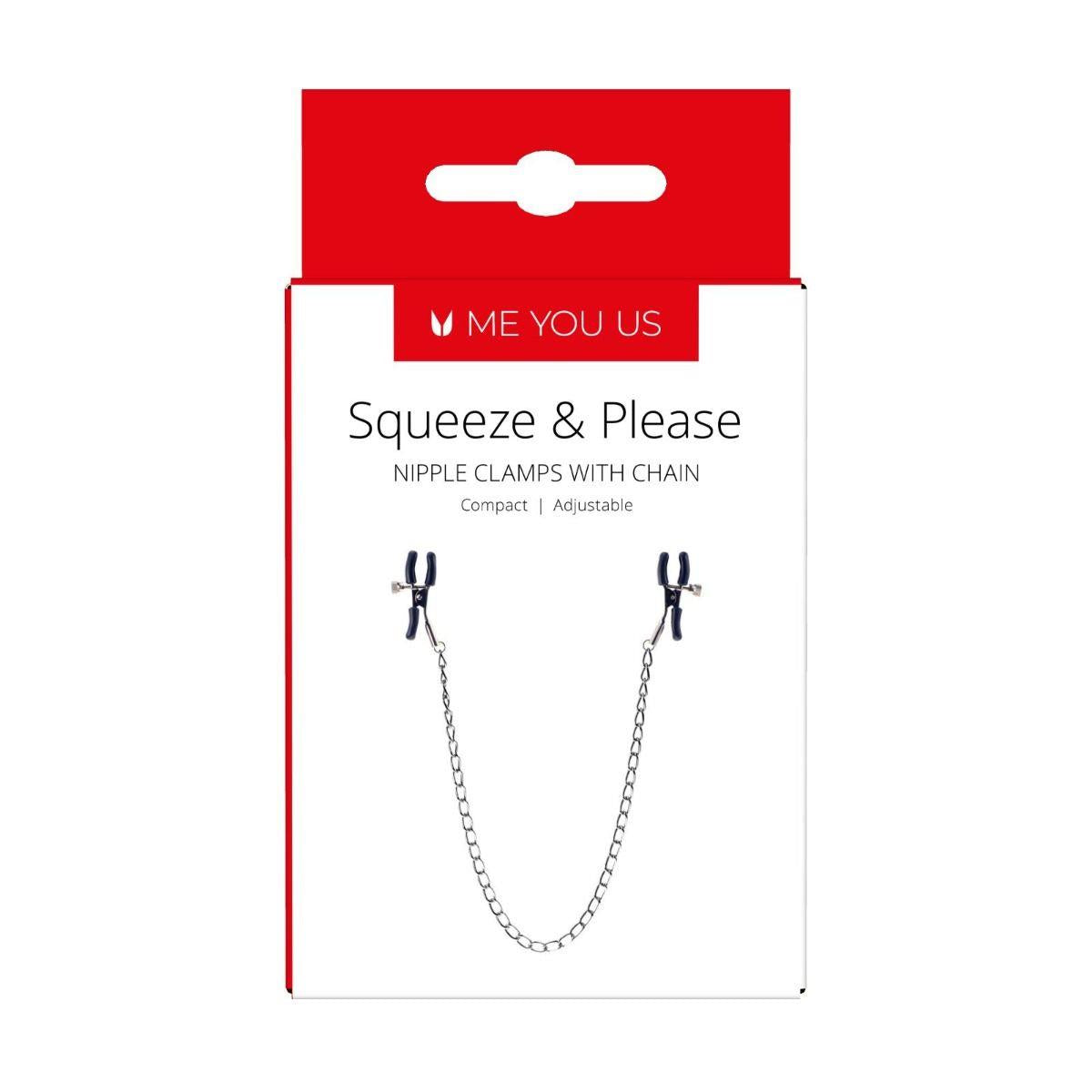 Cleme pentru sfârcuri cu lanț argintiu, Squeeze N Please Me You Us
