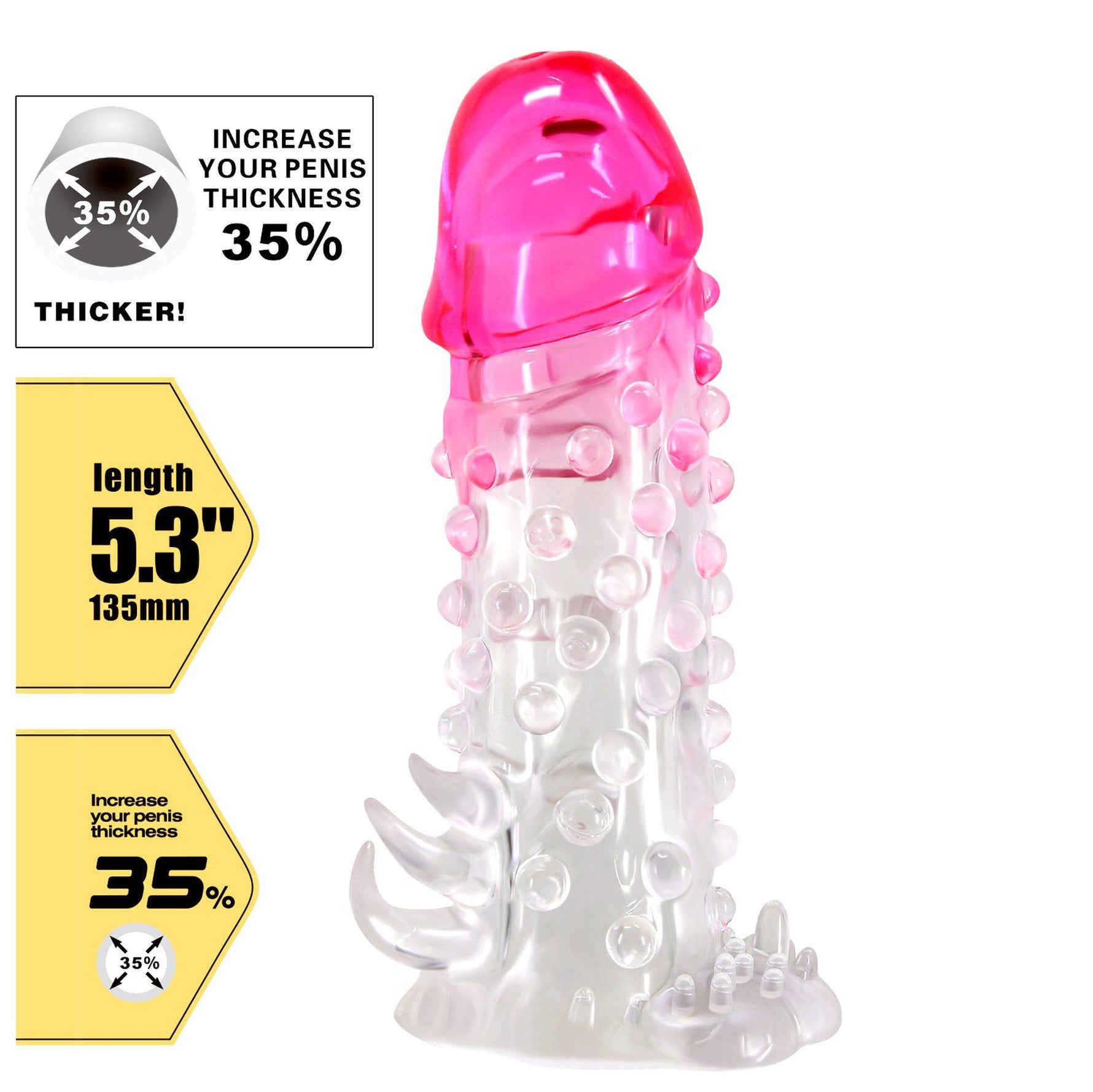 Extensie de penis Wilford Pretty Love 13,5 cm impermeabilă cu dop anal