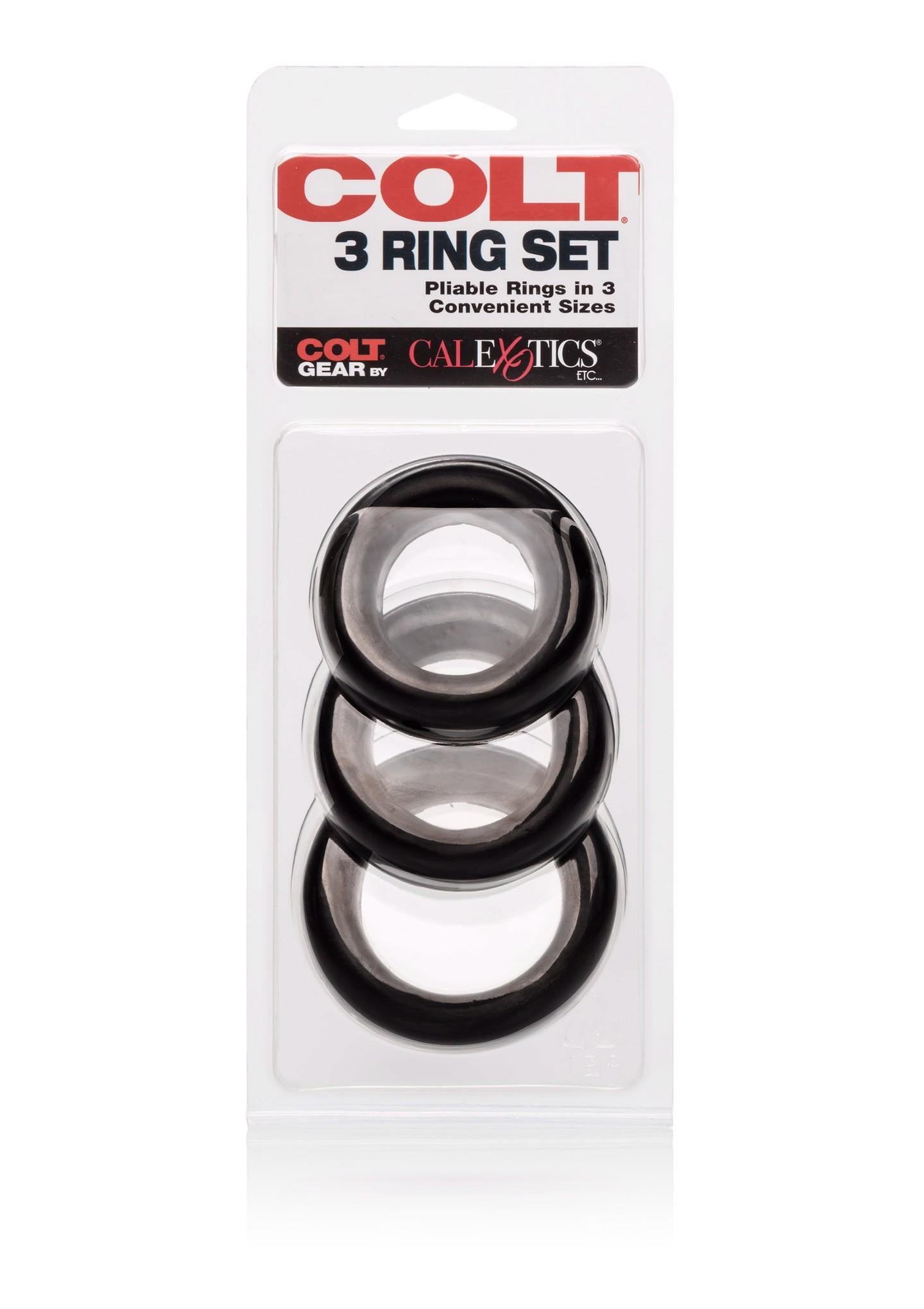 Set de inele pentru penis Calexotics COLT cu 3 inele, negru