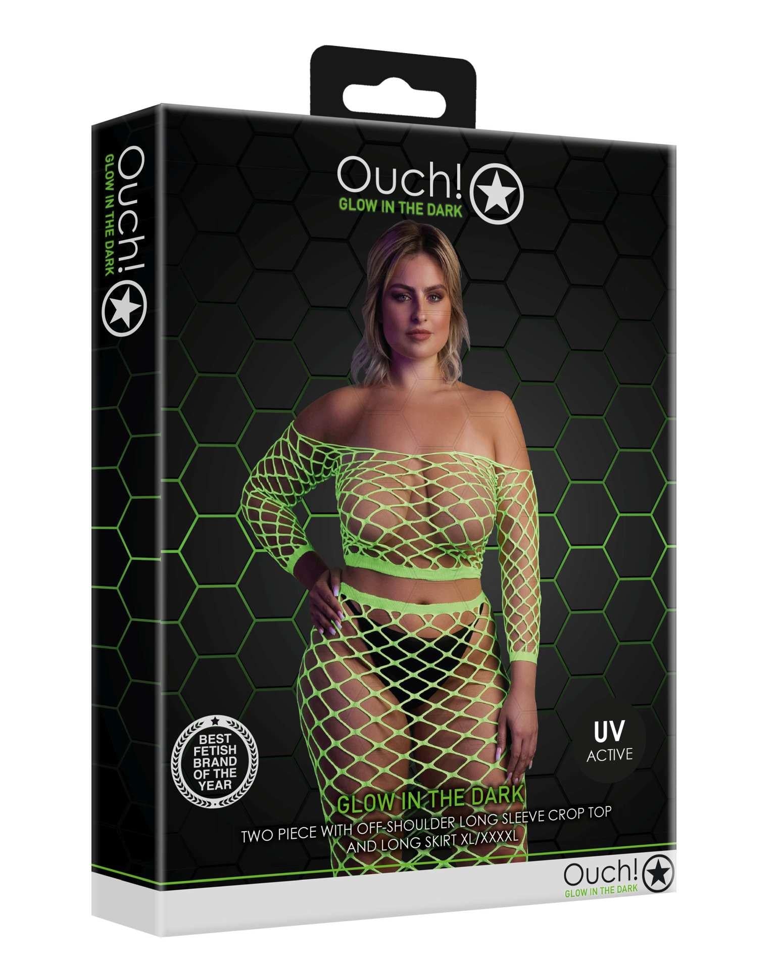 Set lenjerie intimă Neon Ouch, top cu mâneci lungi și fustă, XL XXXXL