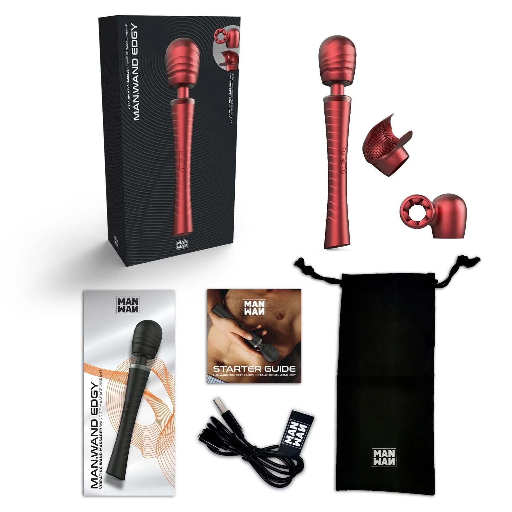 Man.wand Edgy Vibrator Masaj Silicon Roșu 30 cm