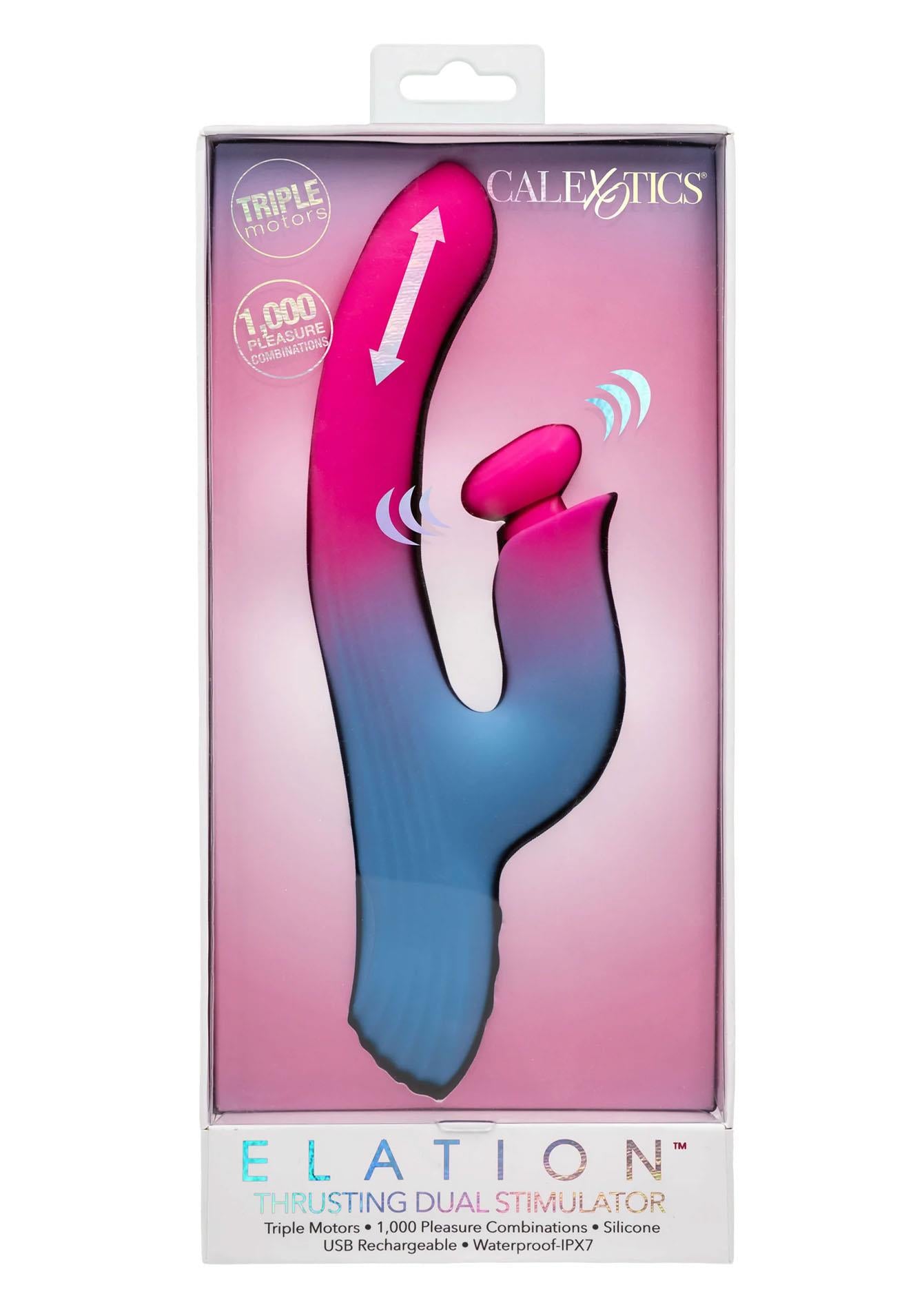 Vibrator Calexotics Thrusting Bunny Albastru USB 14 cm