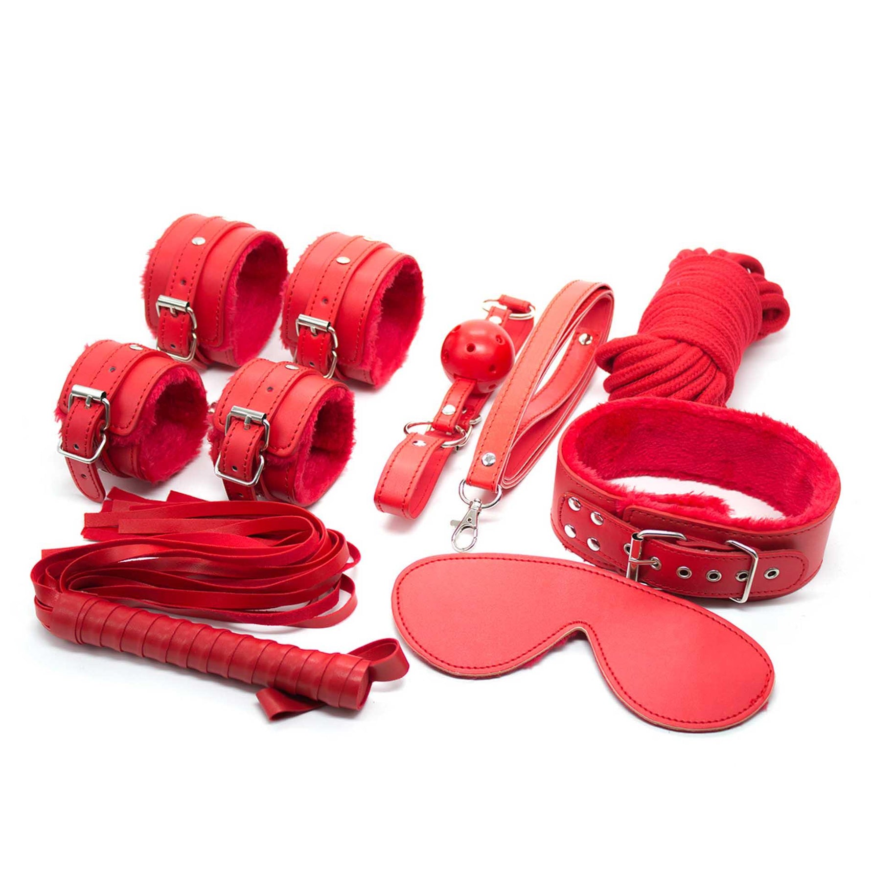 Set de bondage Fetish Seria B Roșu, 8 piese
