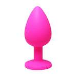 Plug anal Fantasy din silicon roz, mediu, cu cristal alb, 8 cm