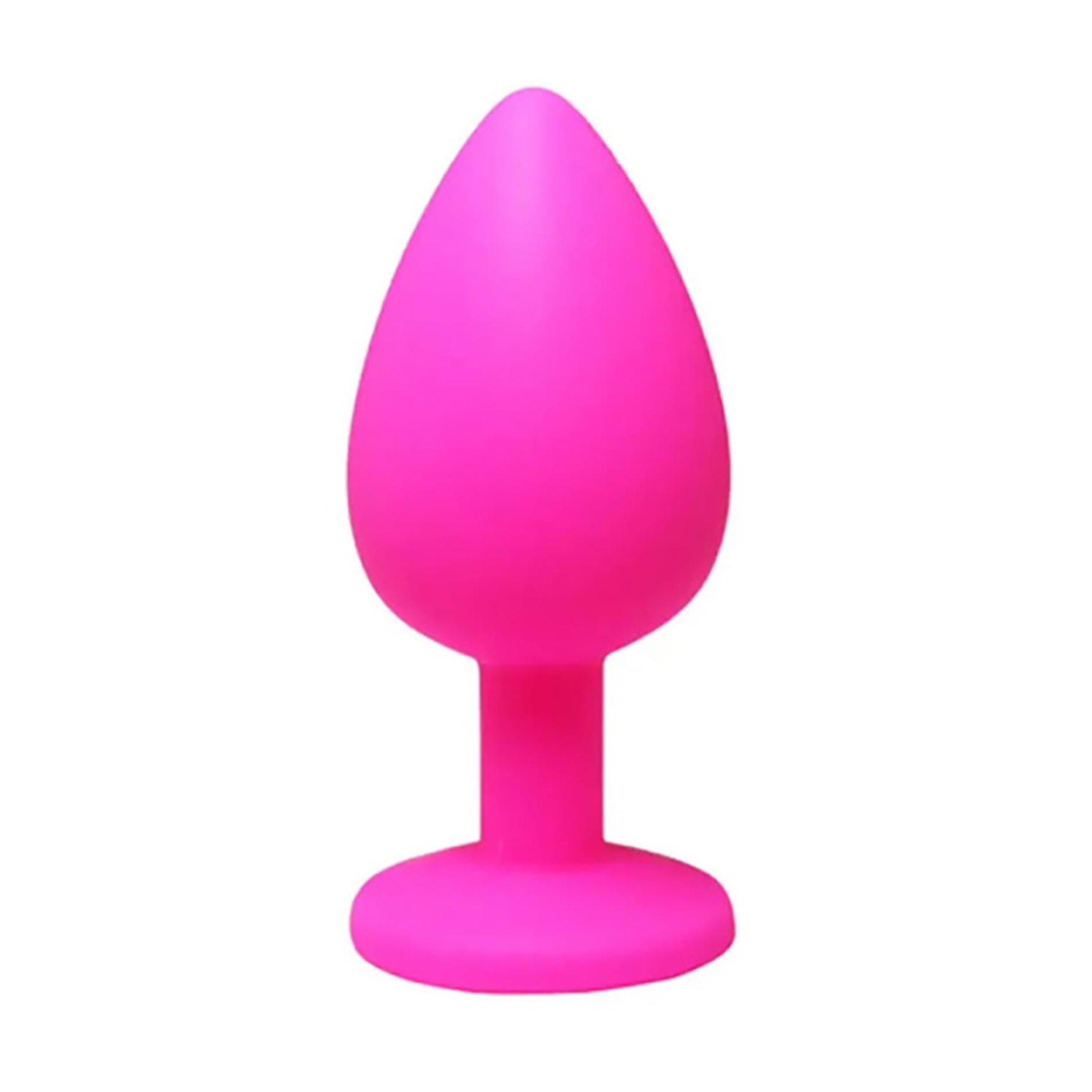 Plug anal Fantasy din silicon roz, mediu, cu cristal alb, 8 cm