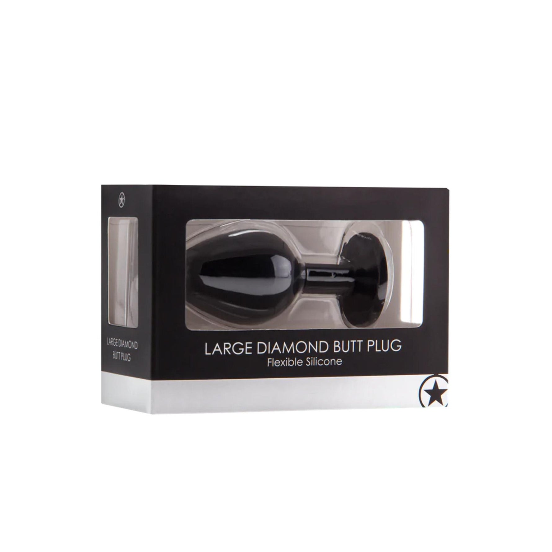 Plug anal Diamond Ouch!, negru, mare, 8 cm