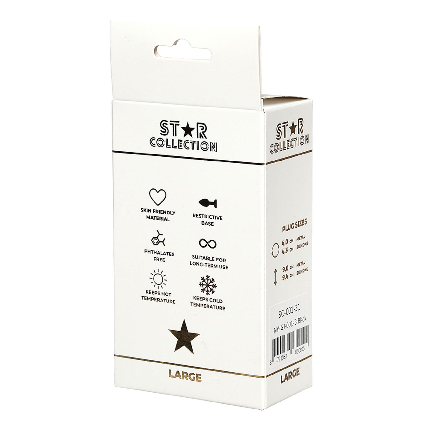 Dop anal din silicon negru L Star Collection cu piatră transparentă