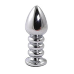 Plug anal Fantasy cu nervuri argintii și cristal negru