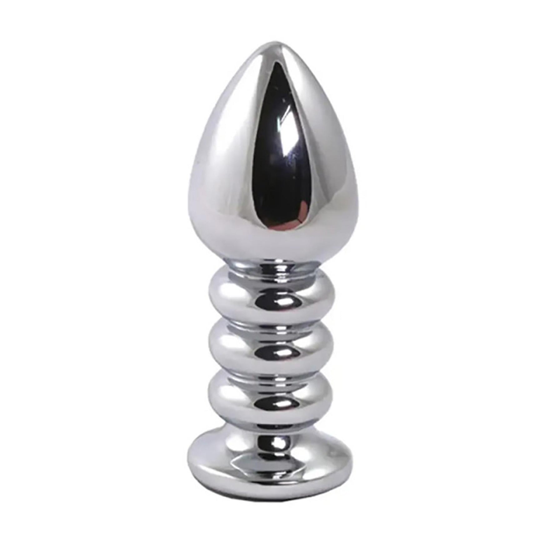 Plug anal Fantasy cu nervuri argintii și cristal negru