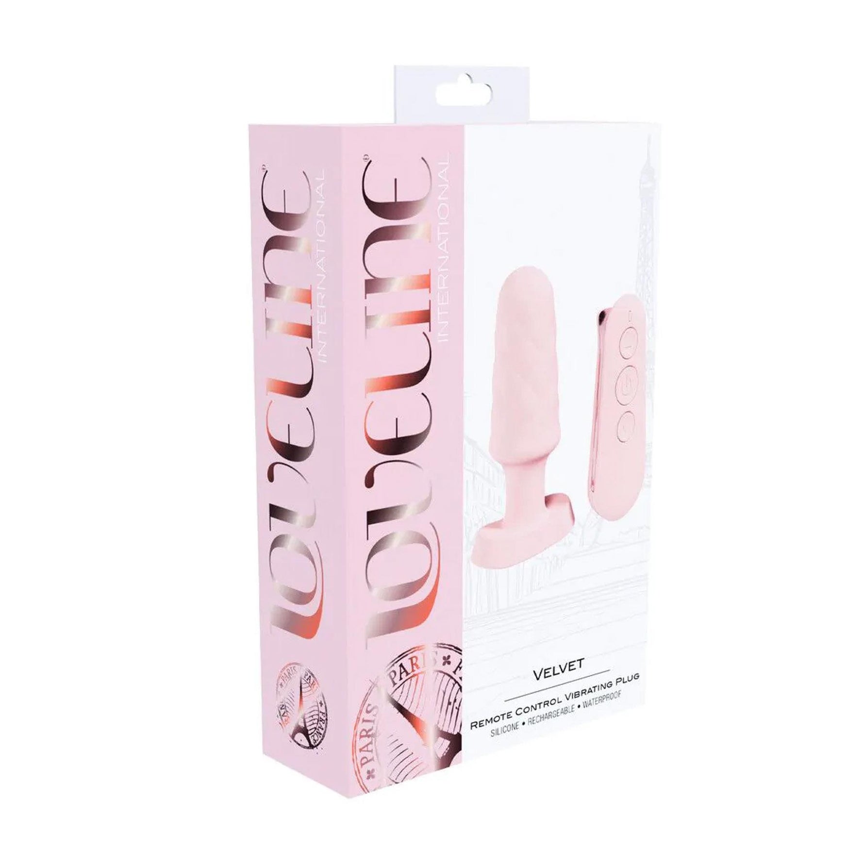 Plug anal vibrant Loveline Velvet cu telecomandă, roz, 9,8 cm
