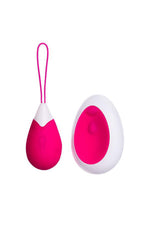 Ou vibrant cu telecomandă din silicon A-Toys roz alb 12 cm