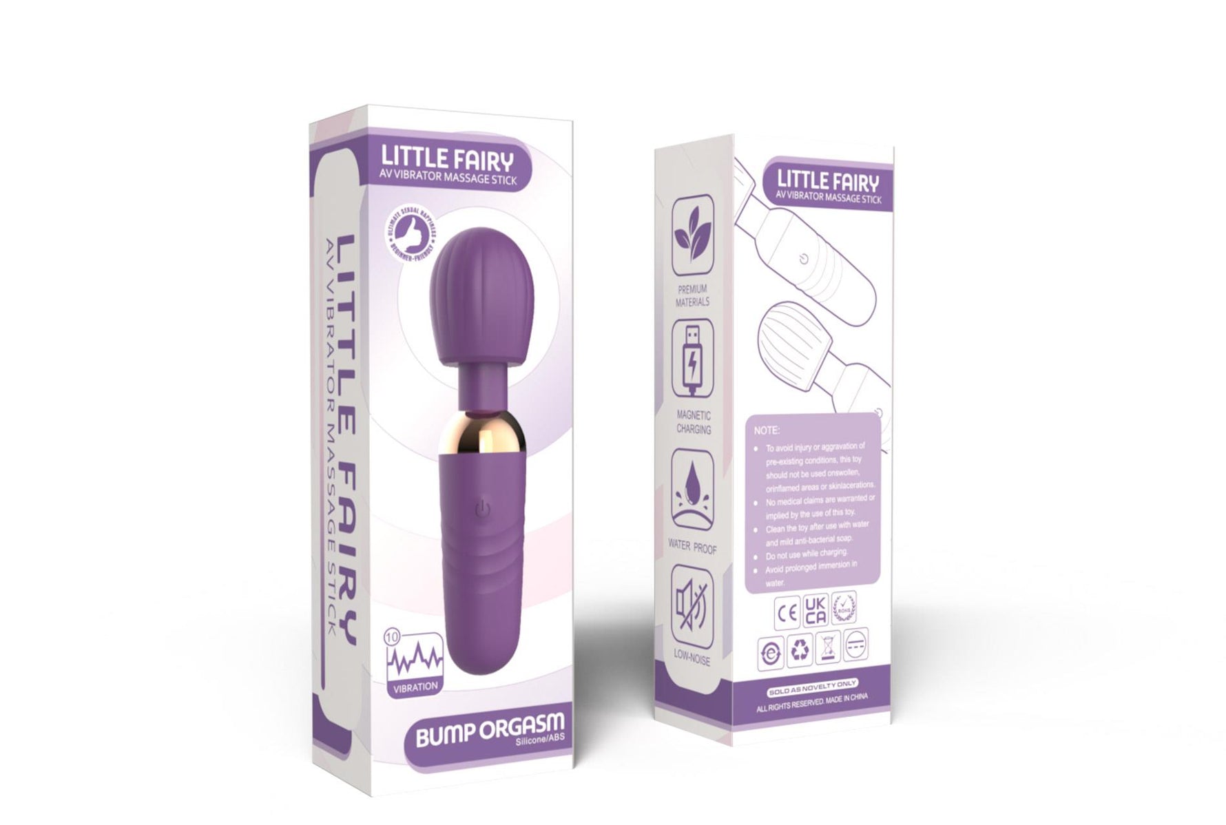 Stimulator Clitoridian Little Fairy Wand din Silicon, Violet, 14 cm