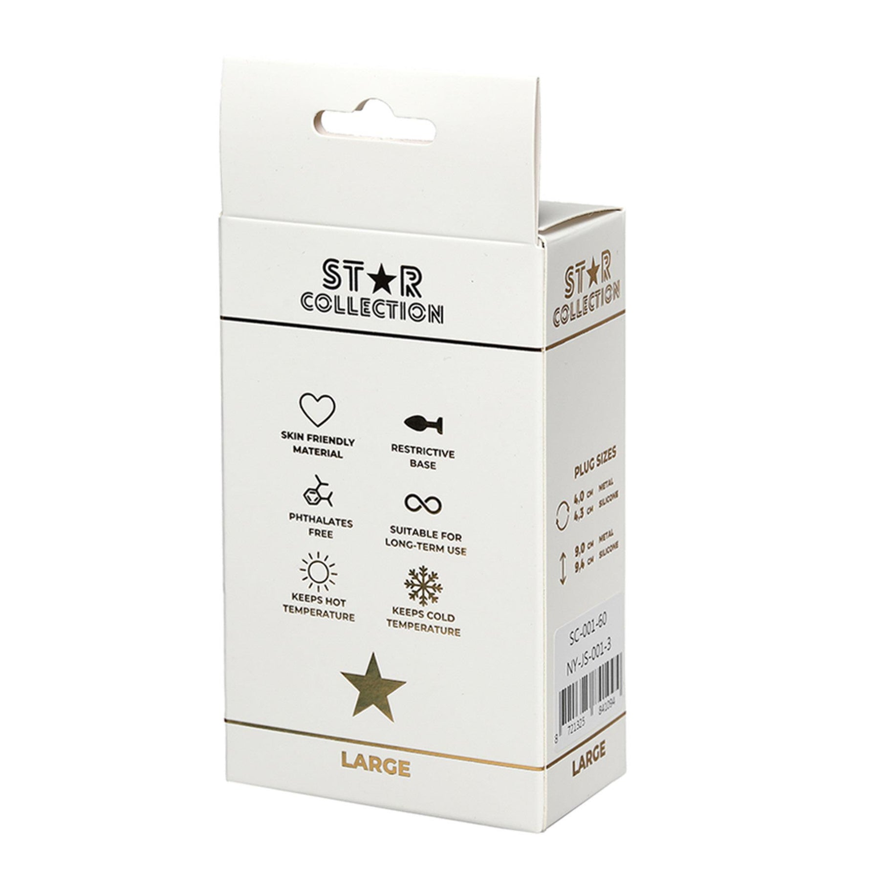 Plug anal metalic argintiu L Star Collection cu piatră roz 10 cm