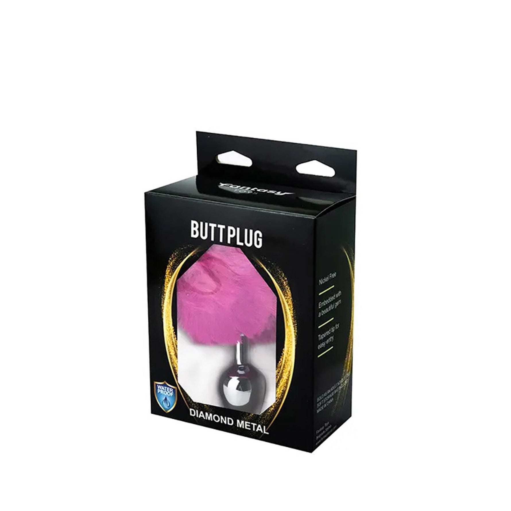 Plug anal argintiu cu coadă roz de iepuraș Fantasy 7 cm