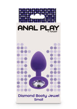 Dop anal din silicon Diamond Booty Jewel, culoare mov, mic, 7 cm
