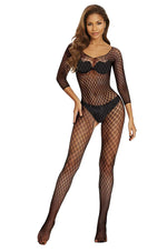 Body-ciorap erotic din plasă SoftLine negru, mărime unică